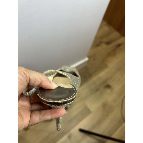 Jimmy Choo Gold‎ Glitter Nova /247 Clue Peep Toe Slingback Sandals 40.5 - Picture 11 of 13